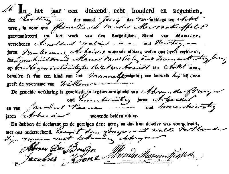 18190601 geb akte 46 Willem zv A Walre - M v Nielen